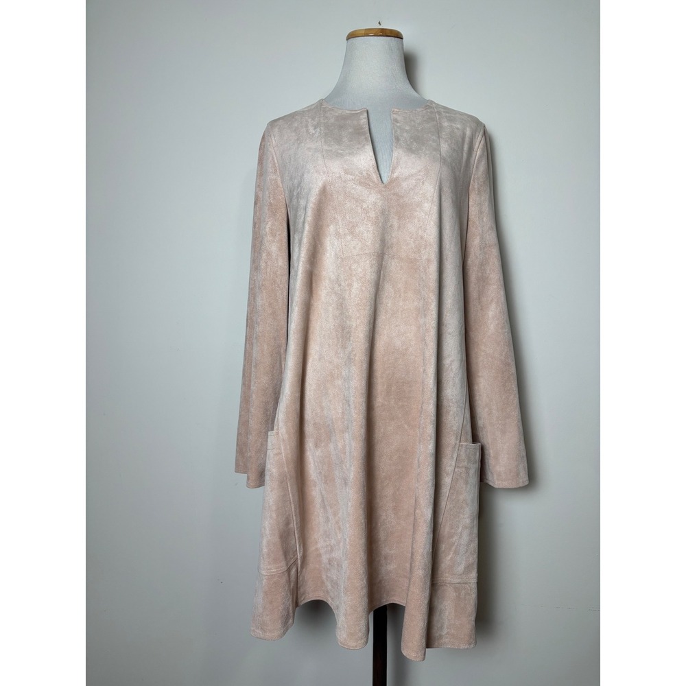 BCBGMAXAZRIA Faux Suede Swing Mini Dress M‎ Minimalist Scandi Girl Normcore